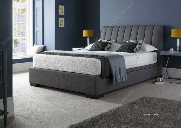Kaydian Lanchester 5ft Kingsize Grey Fabric Ottoman Storage Bed by Kaydian