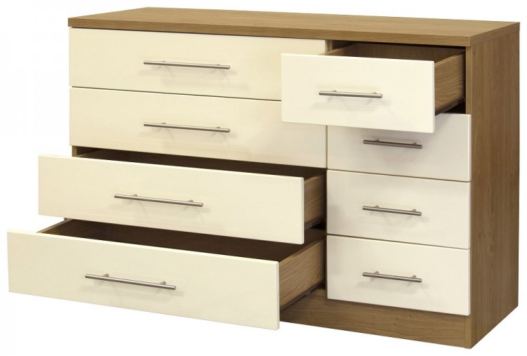 Gfw Keswick 4 Plus 4 Drawer Cream Gloss Chest By Gfw