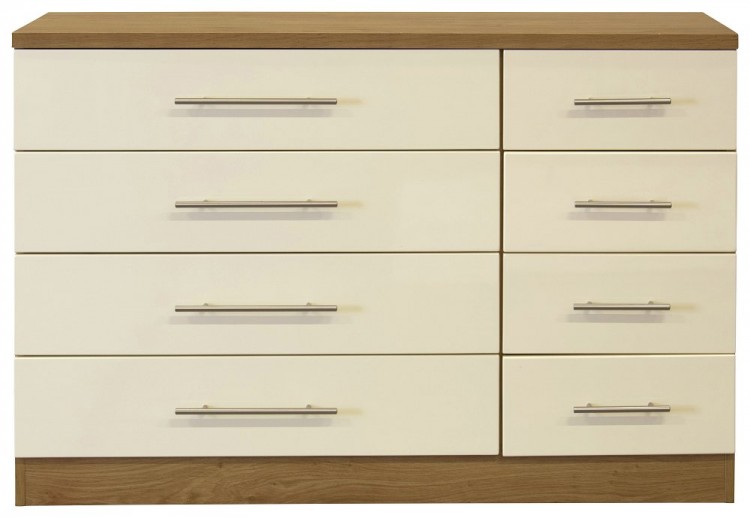 Gfw Keswick 4 Plus 4 Drawer Cream Gloss Chest By Gfw