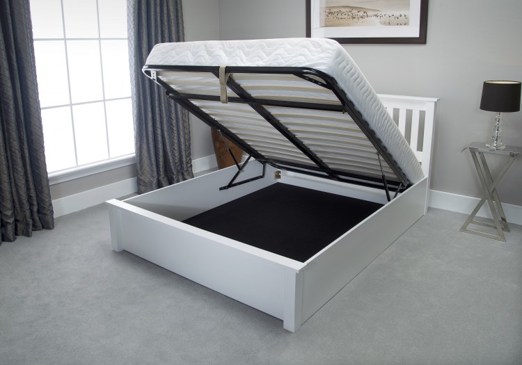 Emporia Freya 4ft6 Double White Wooden Ottoman Bed by Emporia Beds