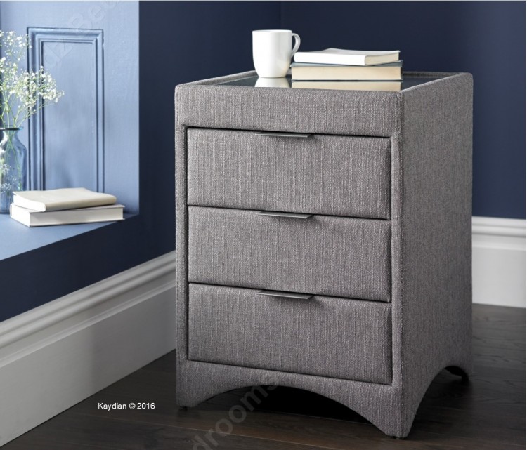 Kaydian Valencia Artemis Grey Fabric Bedside by Kaydian