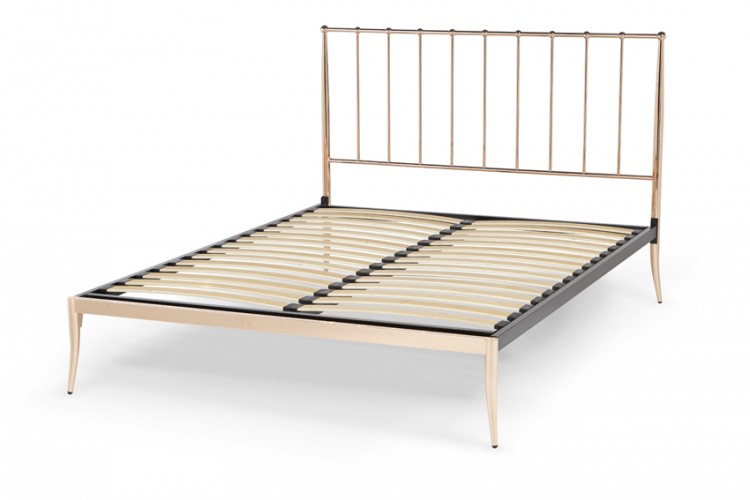 Serene Saturn 4ft Small Double Rose, Gold Metal Bed Frame Double