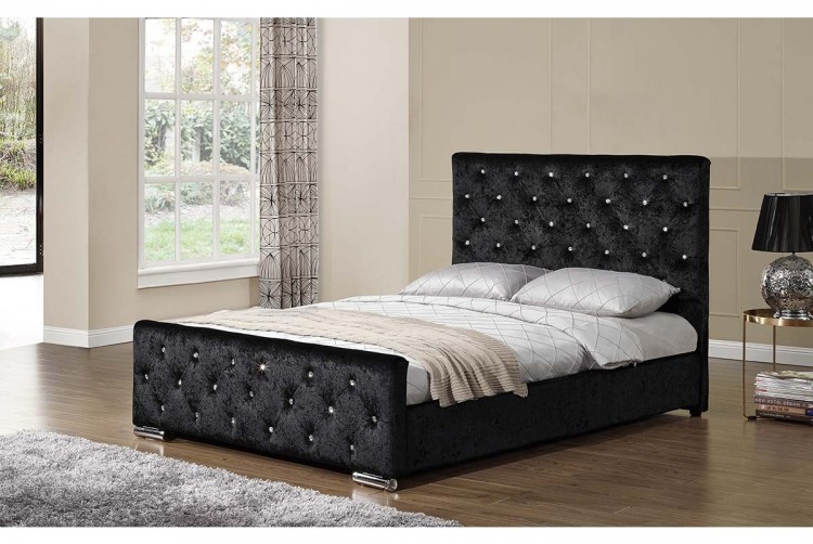 Sleep Design Beaumont 4ft6 Double Crushed Black Velvet Bed Frame by UK