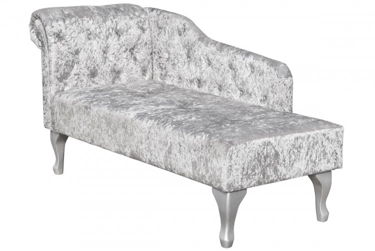 Sleep Design Buckingham Crushed Silver Velvet Chaise Lounge by UK Bed Store