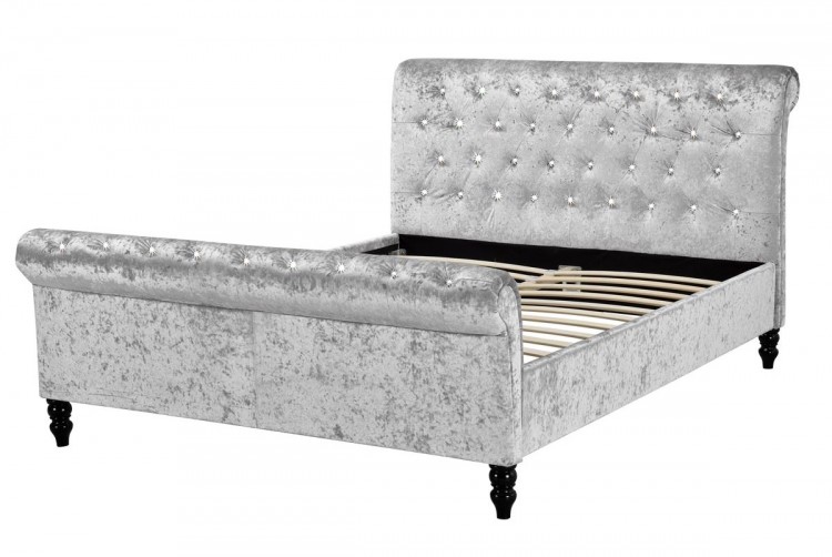 Sleep Design St James 4ft6 Double Crushed Silver Velvet Bed Frame by UK