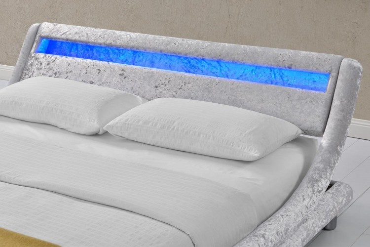 Sleep Design Barcelona 3ft Single Silver Crushed Velvet Bed Frame With