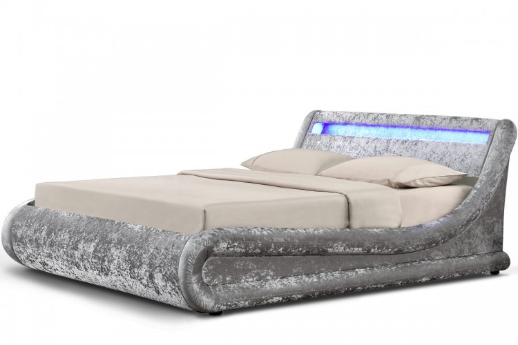 Sleep Design Madrid 5ft Kingsize Silver Crushed Velvet Ottoman Bed