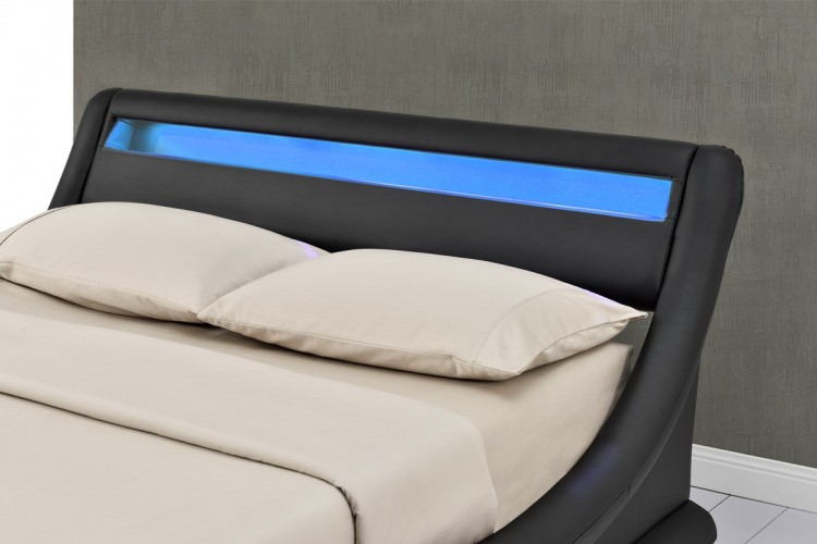 Sleep Design Barcelona 4ft6 Double Black Faux Leather Ottoman Bed Frame