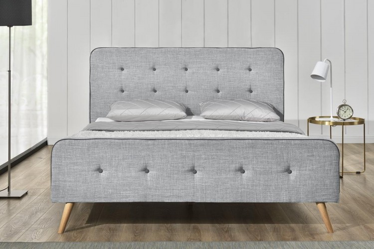 Sleep Design Winchester 5ft Kingsize Light Grey Fabric Bed Frame by UK
