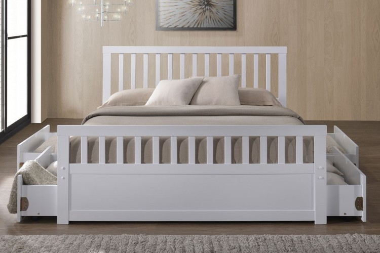 Sleep Design Delamere 4ft6 Double White Wooden Storage Bed Frame By Wooden Storage Bed Frame Show More Information