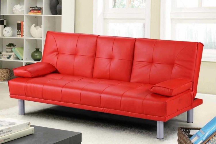 Sleep Design Manhattan Red Faux Leather Sofa Bed by UK Bed Store