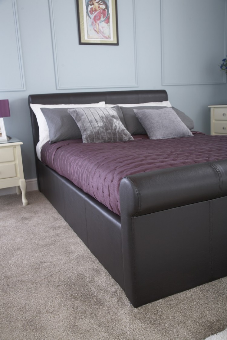 GFW Carolina 5ft King Size Black Faux Leather Ottoman Lift Bed Frame by GFW