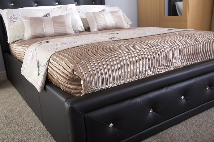 Gfw Hollywood 5ft King Size Black Faux Leather Ottoman Lift Bed Frame By Faux Leather Ottoman Lift Bed Frame, Hollywood King Bed Size