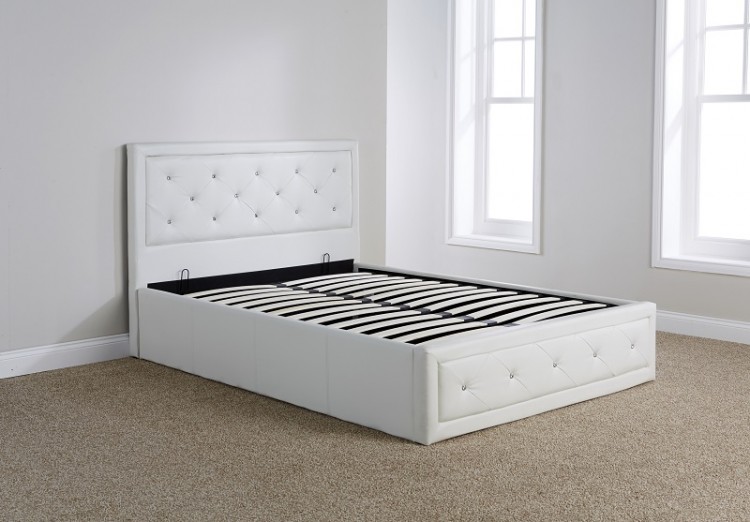 Gfw Hollywood 5ft Kingsize White Faux, Hollywood Bed Frame