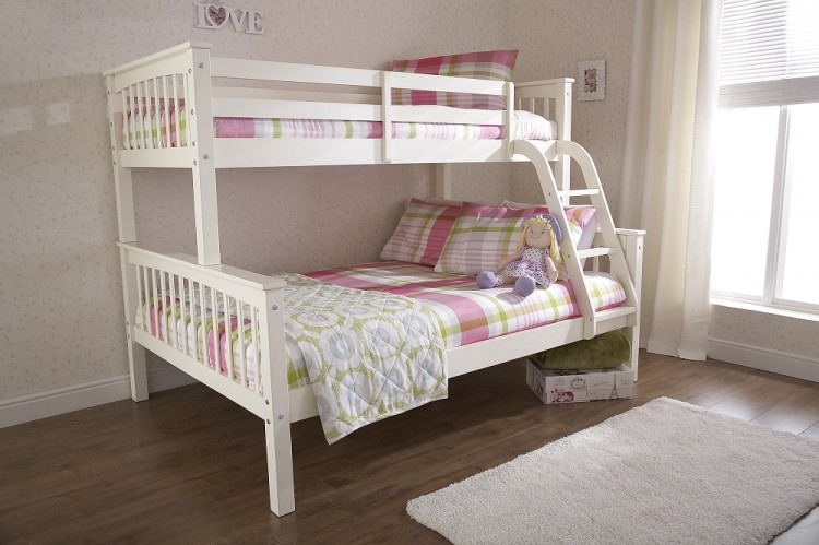 GFW Novaro White Wooden Trio Triple Sleeper Bunk Bed by GFW