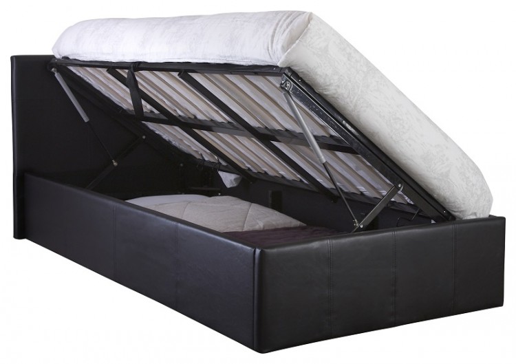 GFW Side Lift Ottoman 4ft Small Double Black Faux Leather Bed Frame by GFW