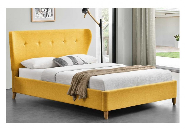 Sleep Design Kensington 4ft6 Double Yellow Fabric Bed Frame by UK Bed Store