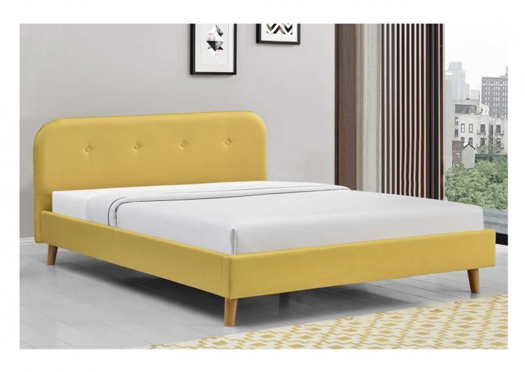 Sleep Design Woburn 4ft6 Double Yellow Fabric Bed Frame by UK Bed Store