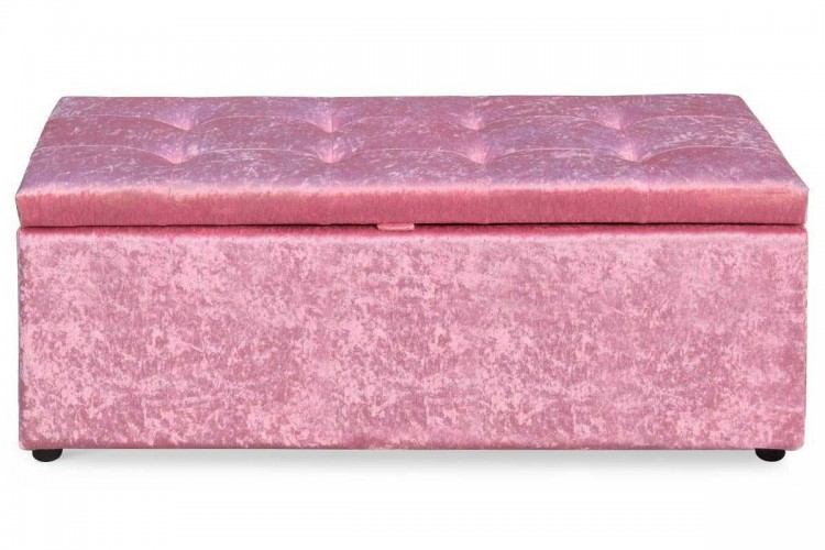 Sleep Design Crushed Pink Velvet Ottoman Blanket Box by UK Bed Store