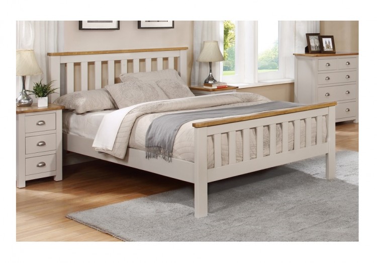 Sweet Dreams Cooper 4ft6 Double Grey And Oak Wooden Bed Frame by Sweet