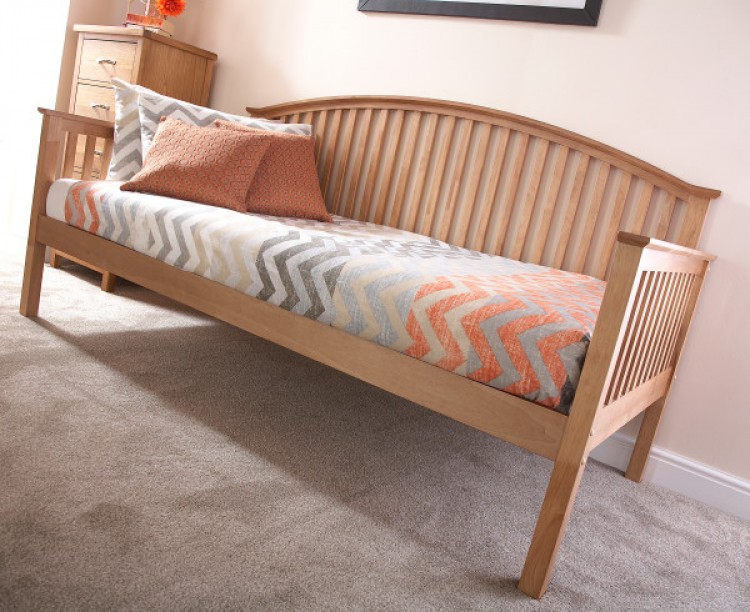 GFW Madrid 3ft Single Oak Finish Wooden Day Beds