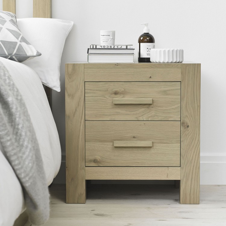 Bentley Designs Turin Aged Oak 2 Drawer Bedside By Bentley