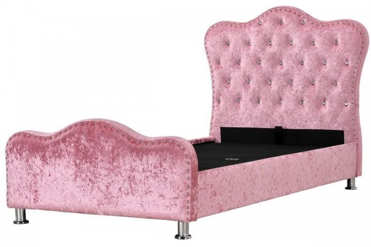 girls pink velvet bed