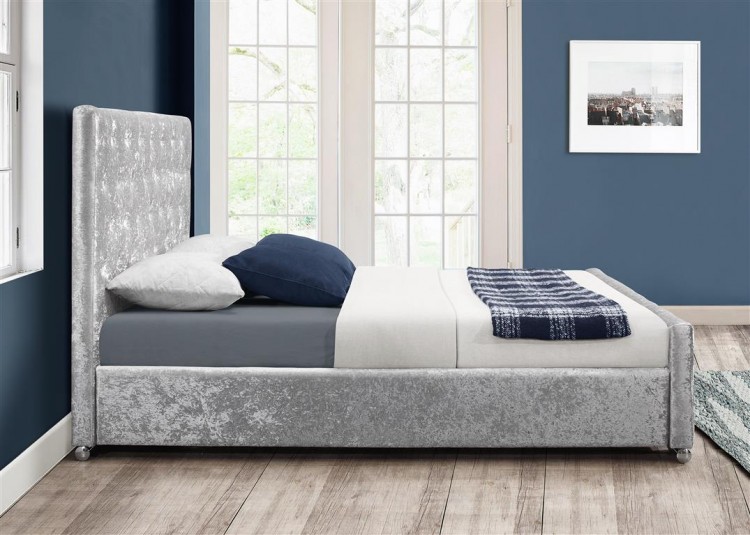 Birlea Finsbury 4ft Small Double Steel Crushed Velvet Fabric Bed Frame