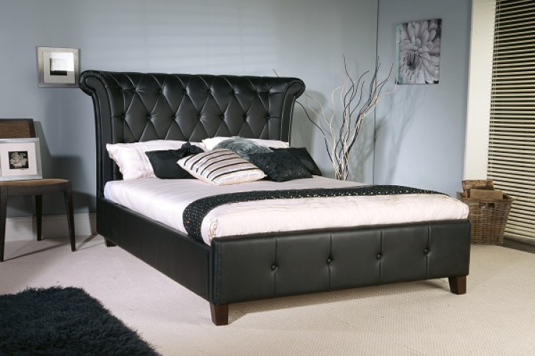 Limelight Epsilon 5ft Kingsize Black Faux Leather Bed ...