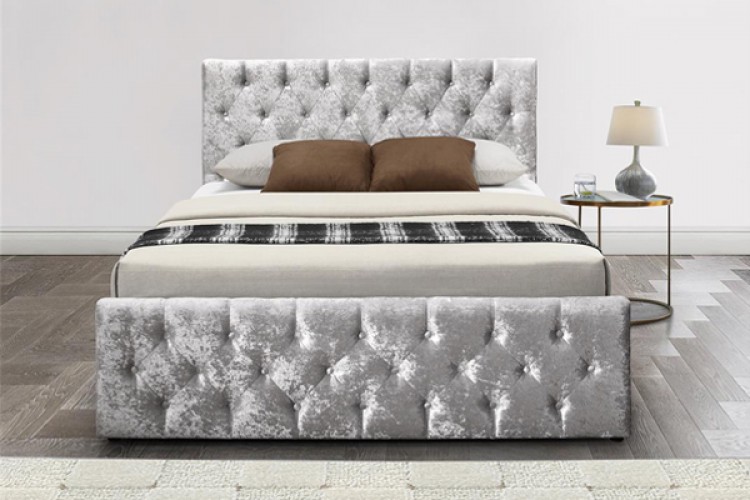 Birlea Finsbury 4ft Small Double Steel Crushed Velvet Fabric Ottoman Bed Frame by Birlea Birlea Finsbury 4ft Small Double Steel Crushed Velvet Fabric Ottoman Bed Frame by Birlea