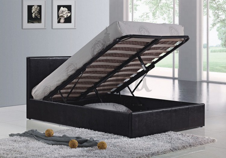 Birlea Berlin Ottoman 4ft6 Double Black Faux Leather Bed Frame by Birlea
