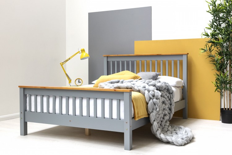 Sleep Design Pickmere 4ft6 Double Grey Wooden Bed Frame By Sleep Design