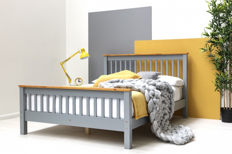 Sleep Design Pickmere 4ft6 Double Grey Wooden Bed Frame by Sleep Design
