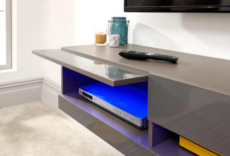 GFW Galicia Grey Gloss LED TV Unit 120cm by GFW