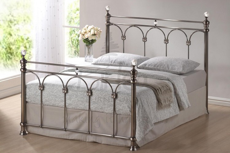 Birlea Shanghai 4ft6 Double Nickel Metal Bed Frame With Crystals by Birlea