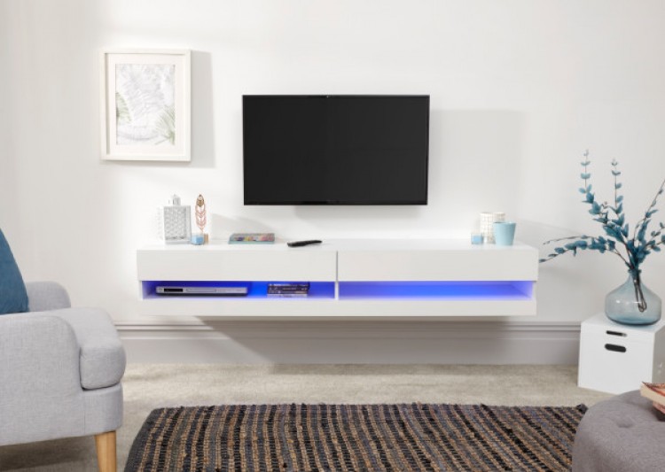 GFW Galicia White Gloss LED TV Unit 150cm by GFW