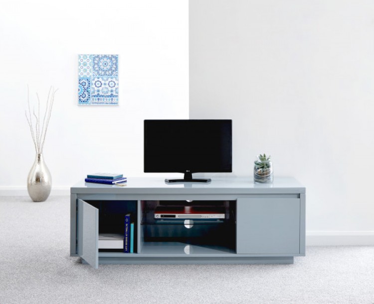 GFW Polar Grey Gloss LED Large TV Unit by GFW