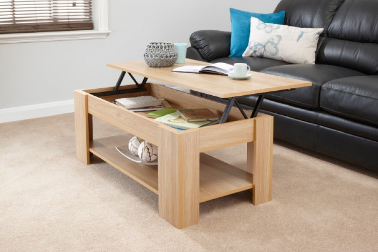 GFW Lift Up Coffee Table in Oak Finish by GFW