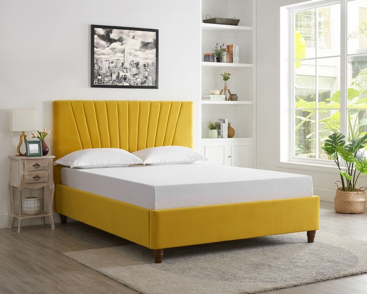 LPD Lexie 4ft6 Double Mustard Fabric Bed Frame by LPD Furniture