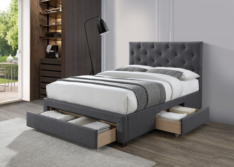 Limelight 4ft6 Double Dark Grey Fabric Bed Frame With Drawers by