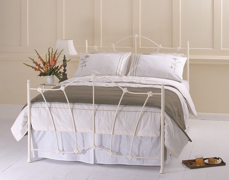 Obc Thorpe 4ft Small Double Glossy Ivory Metal Headboard By Original Obc Thorpe 4ft Small Double Glossy Ivory Metal Headboard