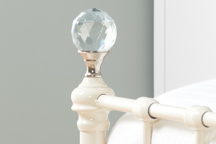 Birlea Jessica 3ft Single Cream Metal Bed Frame with Crystal Finials by