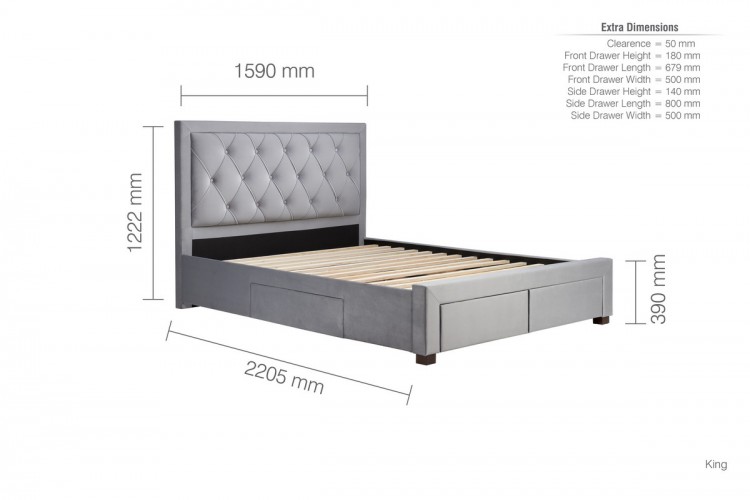 Birlea Woodbury 5ft Kingsize Grey, King Size Bed Frame Height Dimensions