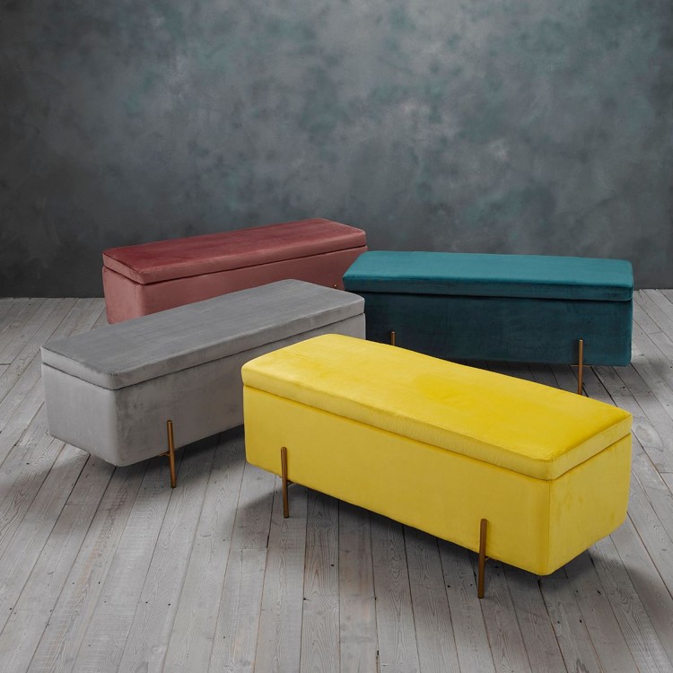 Lola Ottoman Storage Box In Grey
