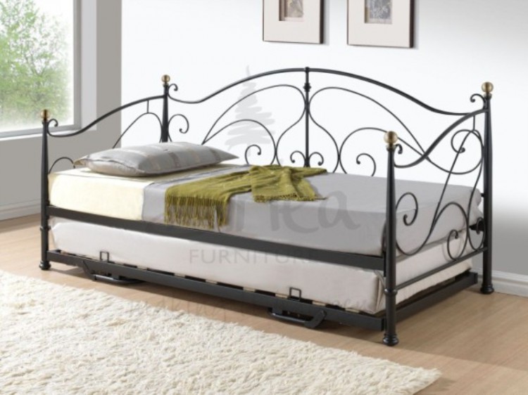 Birlea Milano 3ft Single Black Metal Day Bed Frame With Trundle By Birlea Milano 3ft Single Black Metal Day Bed Frame With Trundle By