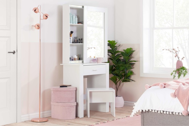 Birlea Evelyn White Dressing Table With Sliding Mirror by Birlea