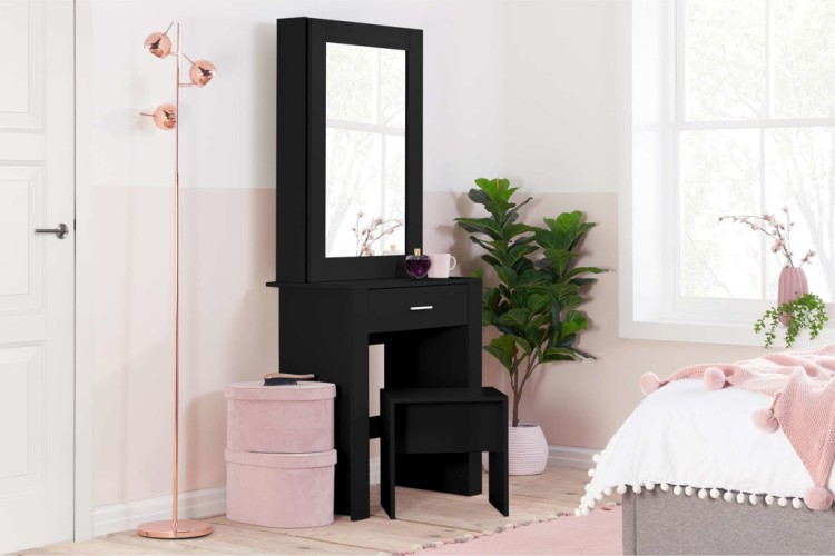 Birlea Evelyn Black Dressing Table With Sliding Mirror by Birlea