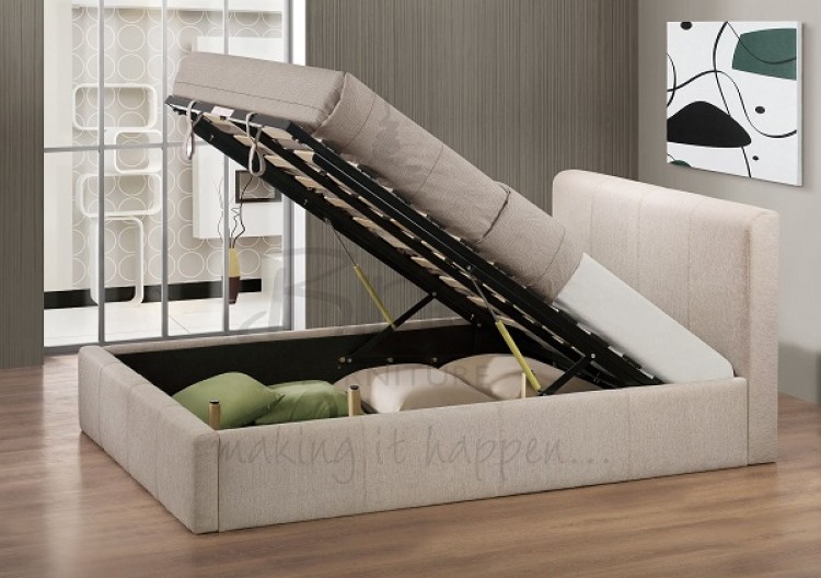 Birlea Brooklyn Wheat Fabric 4ft Small Double Ottoman Bed Frame By Birlea Brooklyn Wheat Fabric 4ft Small Double Ottoman Bed Frame by Birlea - Birlea Brooklyn Wheat Fabric 4ft Small Double Ottoman Bed Frame By