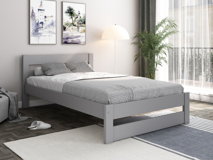 Noomi Tera 4ft Small Double Grey Wooden Bed Frame by Flair Furnishings