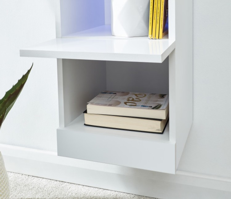 White gloss top tall shelving unit
